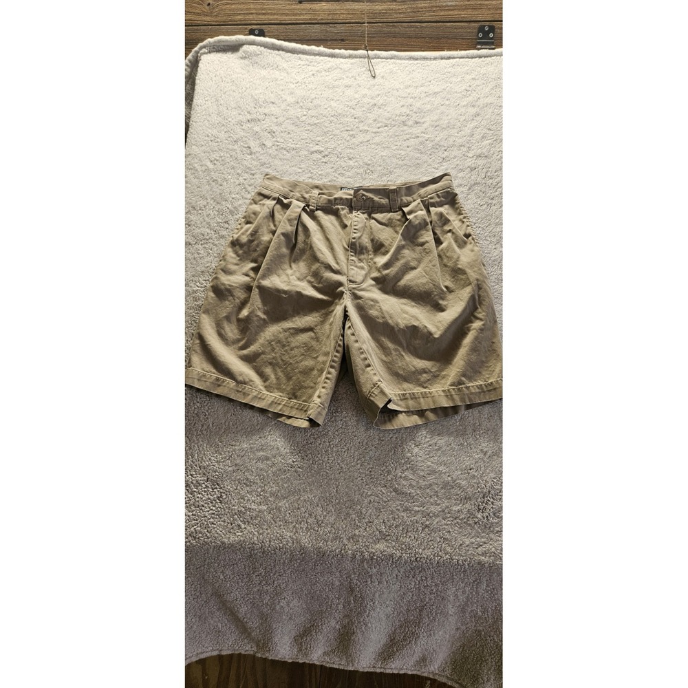 Polo Ralph Lauren Men's Beige Cotton Chino Shorts 32 Pleated‎ Pockets Button Zip